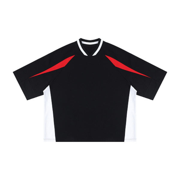 Colorblock V Neck Cotton Tee 250G