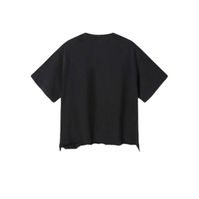 Distressed Raw Hem Boxy Cotton T-Shirt