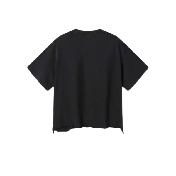 Distressed Raw Hem Boxy Cotton T-Shirt