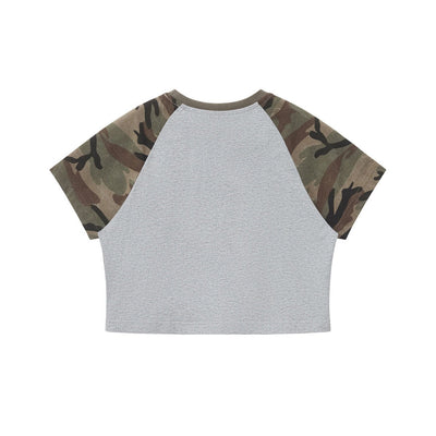 Raglan Camo Spice Girl Cropped Tee