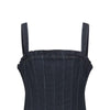 Dark Denim Corset-Inspired Pleated Dress