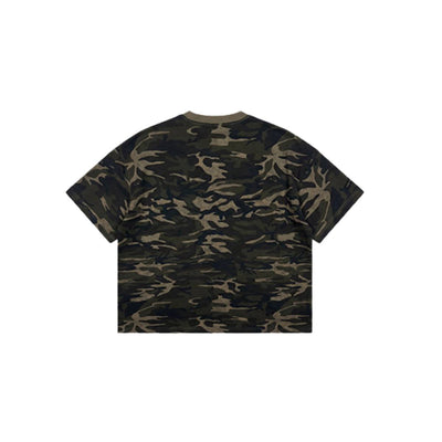 Vintage Camo Burnout Graphic Oversized Cotton Tee