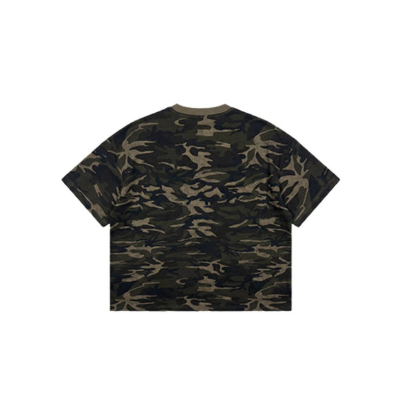 Vintage Camo Burnout Graphic Oversized Cotton Tee