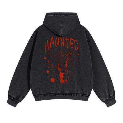 Haunted Streetwear Graphic Double Slider Zip Hoodie-INNBLAC