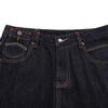 Deconstructed Embroidered Raw Denim Bermuda Shorts