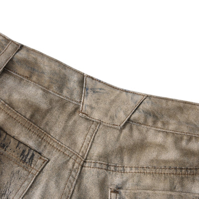 Muddy Wash Denim Texture Loose-Fit Jeans