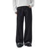 Contrast Stitch Black Wide-Leg Jeans