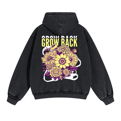 Grow Back Flowers Urban Double Slider Zip Hoodie-INNBLAC