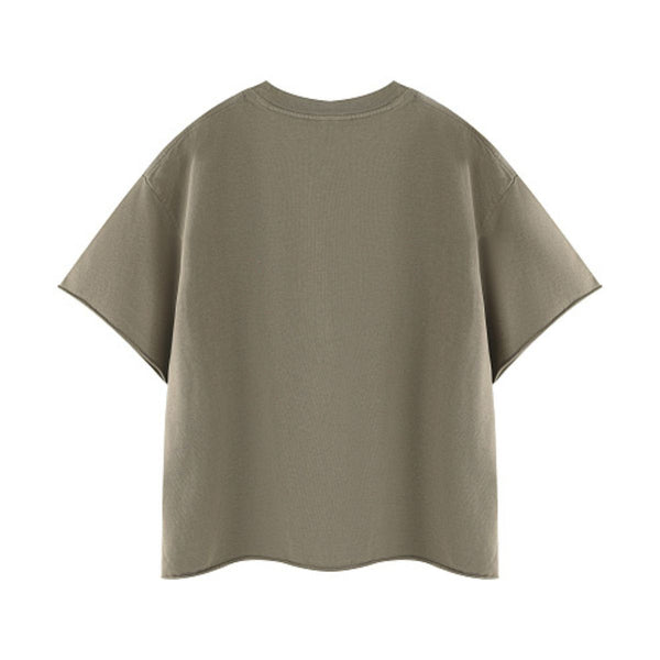 Snowflake Washed Raw Edge Boxy Cropped Tee