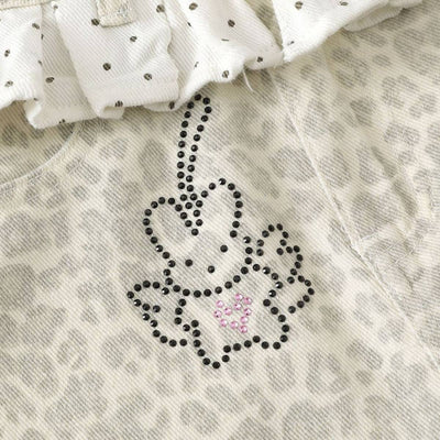 Leopard Print Polka Dot Ruffle Waist Rhinestone Graffiti Wide-Leg Jeans