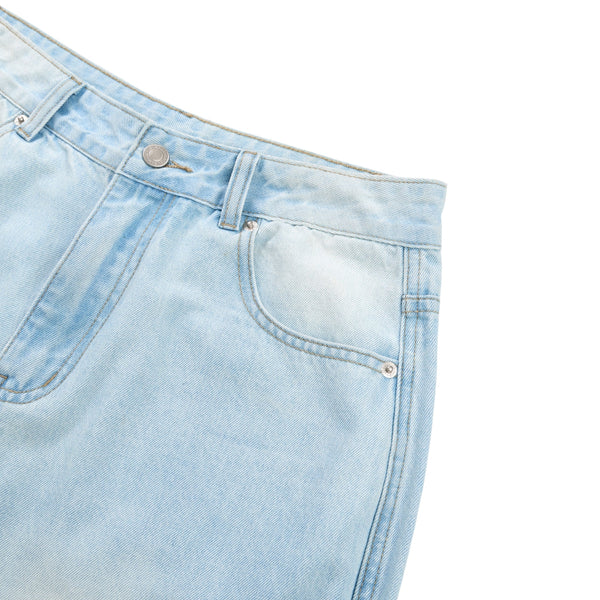 Faded Bleach Geometric-Pocket Baggy Jeans