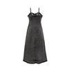 Zip-Front Spaghetti Strap Denim Midi Dress