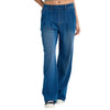 High Waist Vintage Knit Denim Wide Leg Casual Jeans with Pockets