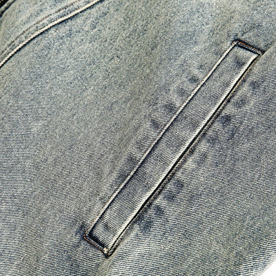 Vintage Streetwear Leopard Print Patchwork Washed Denim Jacket