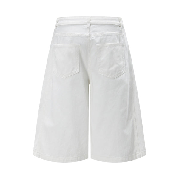 Vintage Washed Cleanfit Straight Cut Wide Leg Denim Shorts
