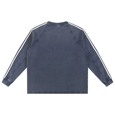 Contrast-Strap Sleeves Cotton Sweatshirt