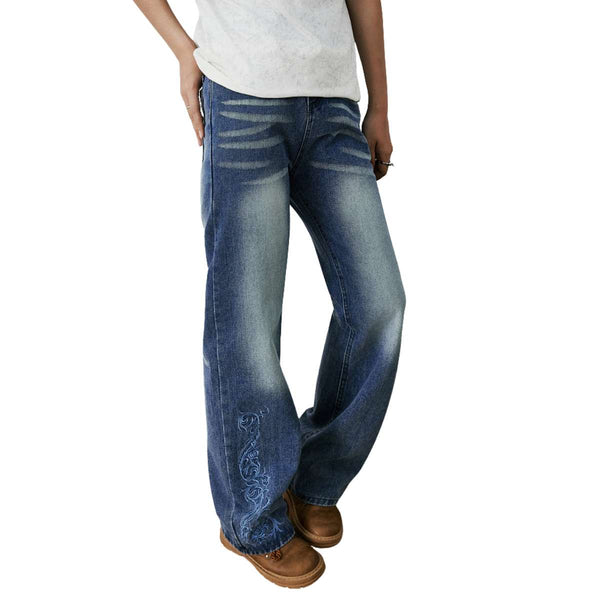 Vintage Embroidered Bootcut Denim Jeans