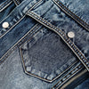 Zipper-embroidered Loose Retro Washed Denim Jacket