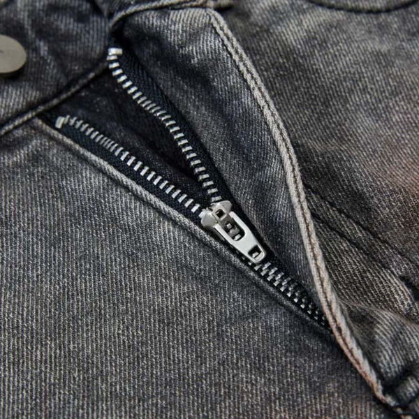 Men's Distressed Washed Denim Cargo Pants Wide Leg Paint Tie-Dye Unique