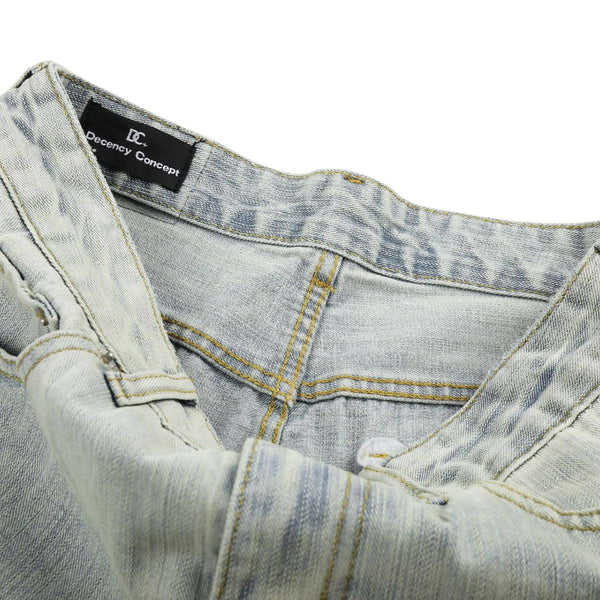Vintage Light Wash Wide Leg Slub Denim Jeans