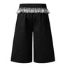 Y2K Polka Dot Graphic Ruffle Waist Baggy Wide-Leg Bermuda Denim Shorts