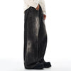Charcoal Grey Wide-Leg Vintage Washed Jeans