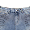 Distressed Washed Wide Leg Denim Shorts