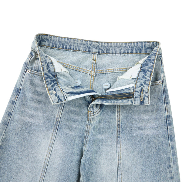 Draped Wide-Leg Relaxed Baggy Jeans