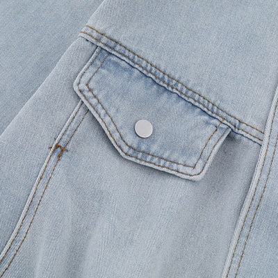 Unisex Retro Street Washed Patchwork Denim Jacket