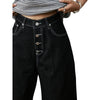 Button Fly Raw Black Denim Shorts