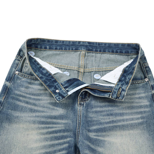 Washed Scythe Silhouette Wide Leg Denim Pants