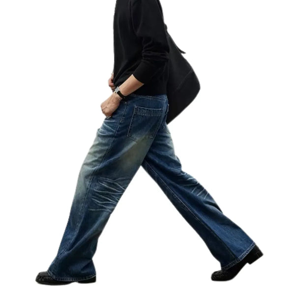 Vintage Whiskered Straight-Leg Denim Jeans