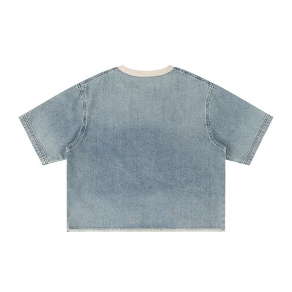 Washed Cotton Oversized Crew Neck Tee