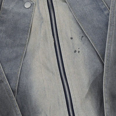 Men’s Retro Street Distressed Stand Collar Denim Jacket