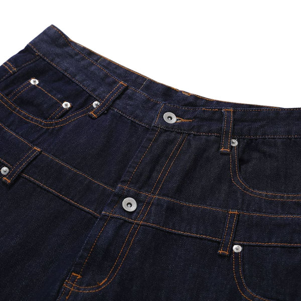 Double Waistband Wide Leg Denim Shorts