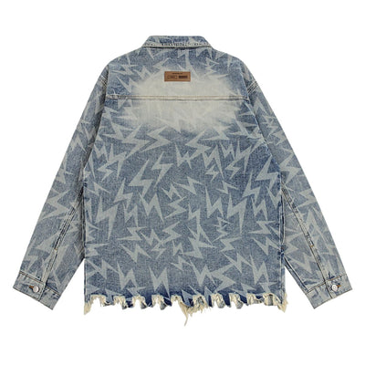 Loose Lighting Pattern Hip-hop Designer Denim Jacket