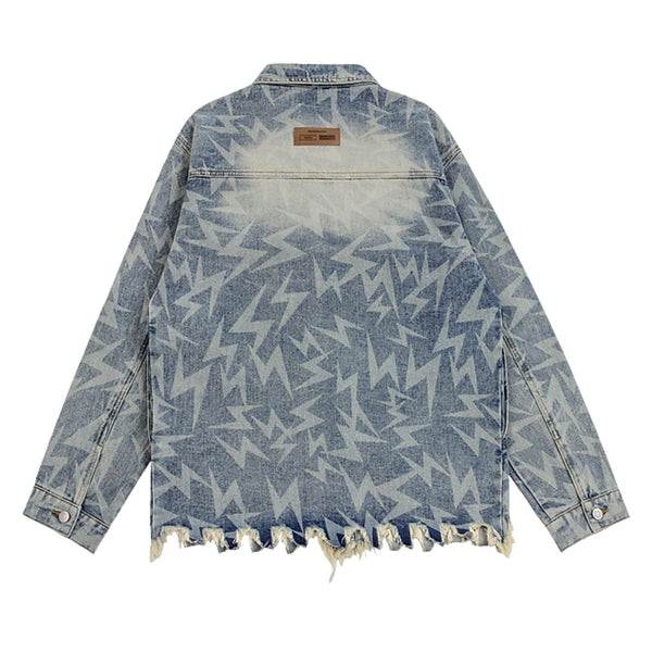 Loose Lighting Pattern Hip-hop Designer Denim Jacket