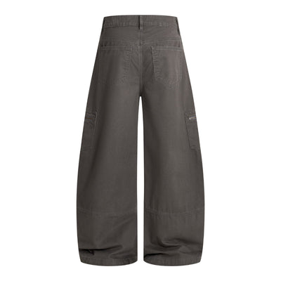 Washed Wrinkled Barrel with Zipper Pockets Cargo Pants