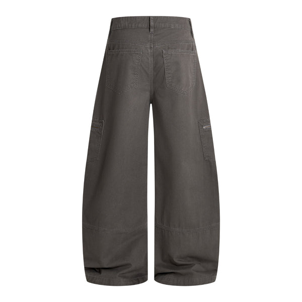 Washed Wrinkled Barrel with Zipper Pockets Cargo Pants