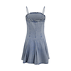 Ruffled Neckline Pleated Hem Slip Dress
