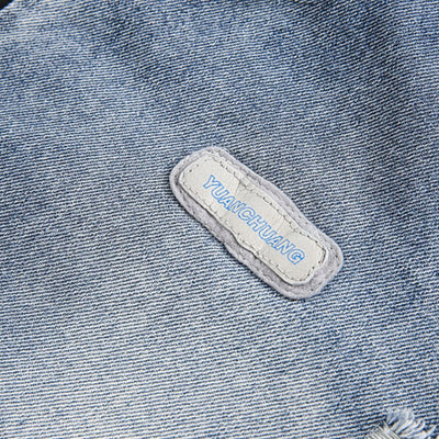 Vintage Distressed Patchwork Denim Jacket