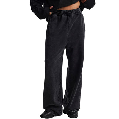 Stone-Wash Side Seam Distressed Sweatpants