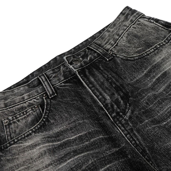 Vintage Washed Wide Leg Lightning Whisker Jeans