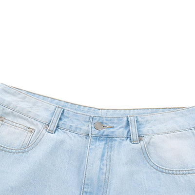 Light Wash Utility Cargo Pocket Wide Leg Jeans