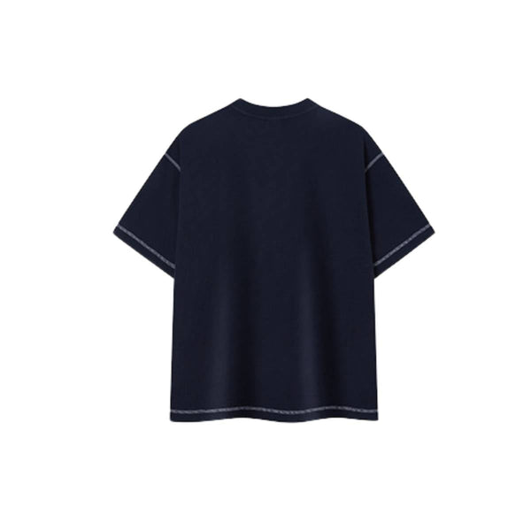 Vintage Waffle Knit Contrast Stitch Oversized T-Shirt
