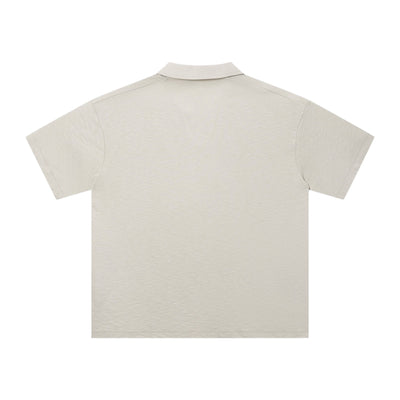 Retro Boxy Wool Blend Seagull Collar Polo Shirt