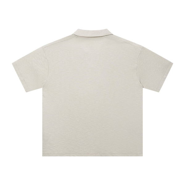 Retro Boxy Wool Blend Seagull Collar Polo Shirt