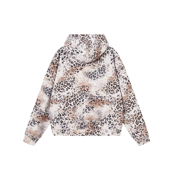 Vintage Streetwear Leopard Pattern Relaxed Fit Zip Hoodie