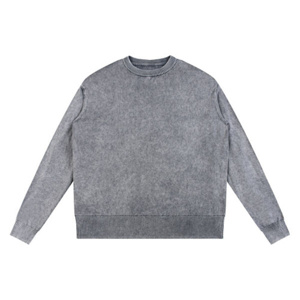 Vintage Snow Wash Relaxed Fit Cotton Knit Sweater