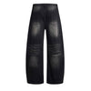 Vintage Whiskered Gradient Washed High Waist Barrel Wide Leg Denim Jeans
